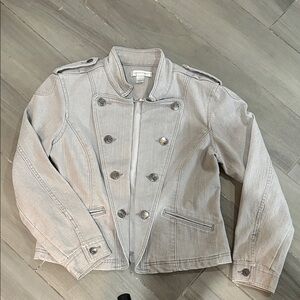 Christopher & Banks Light Gray Jean Jacket